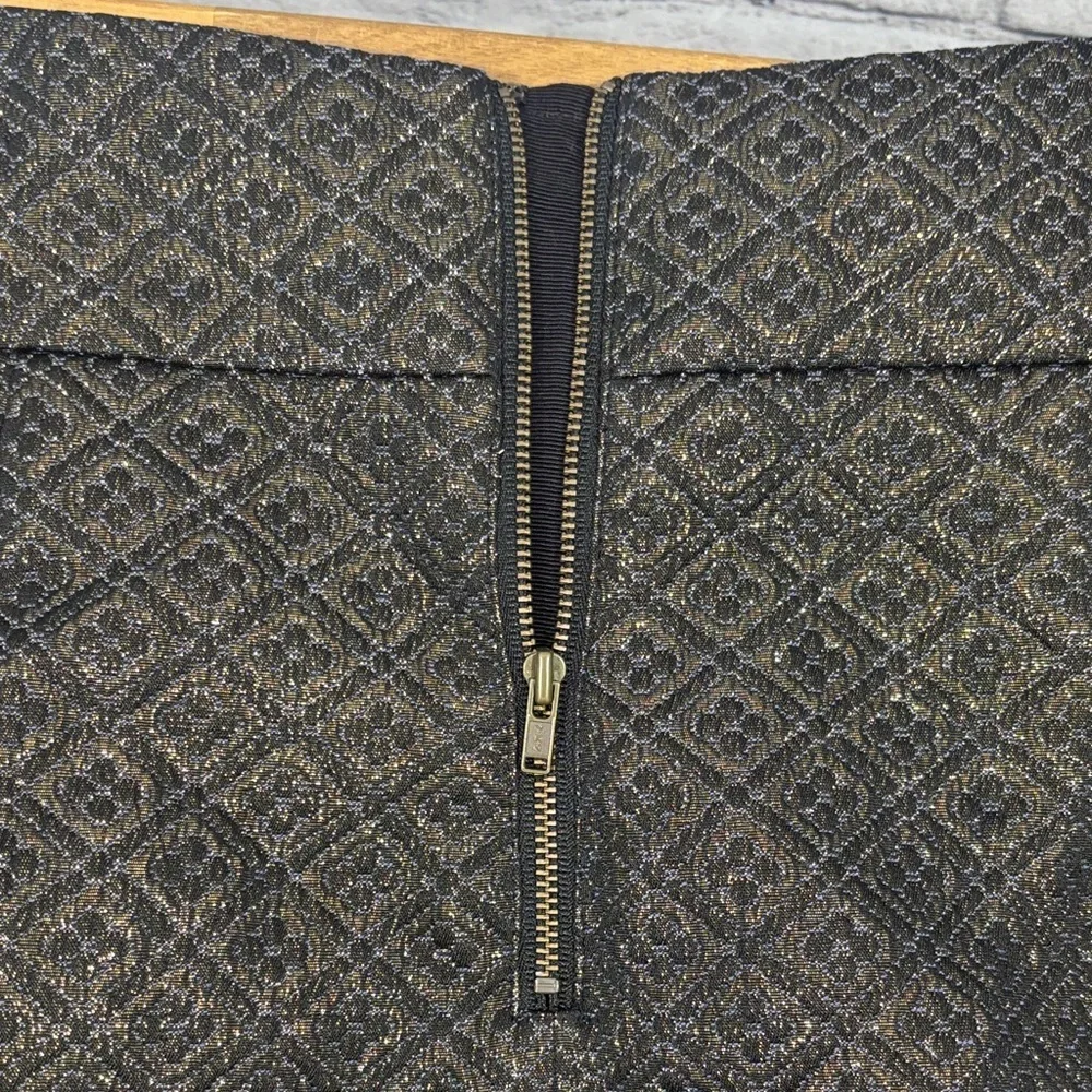 LOFT Elegant Black and Gold Patterned Mini Skirt